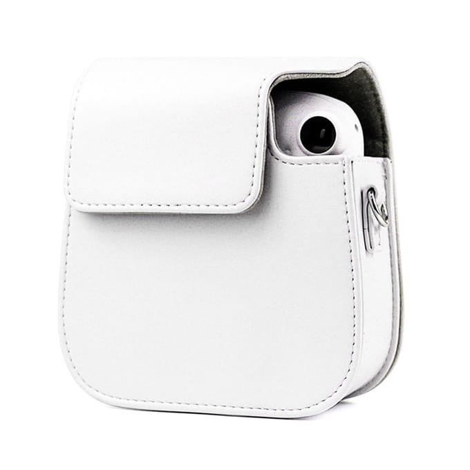 Étui en cuir PU avec bandoulière pour appareil photo Fujifilm Instax Mini 11Blanc blanc