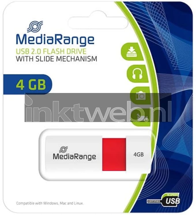 MediaRange USB flash drive 4GB color edition rood (Origineel)