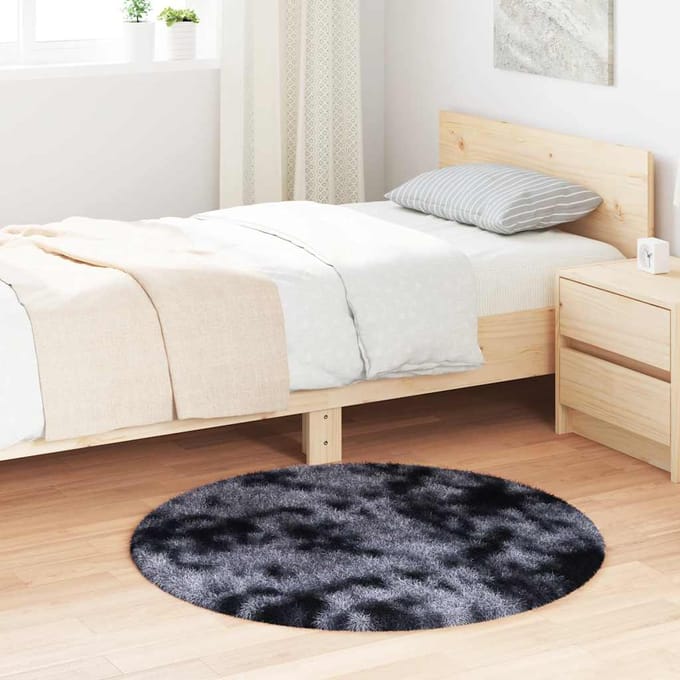 vidaXL - Hoogpolig - vloerkleed - NAVARRA - 100x100 - cm - polyester - donkergrijs