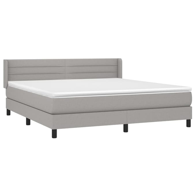 vidaXL - Boxspring - met - matras - stof - lichtgrijs - 160x200 - cm