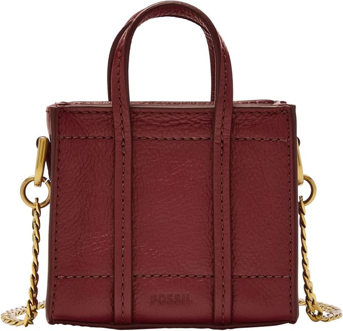 FOSSIL schoudertas handtas Carmen Micro Tote Bag Red Velvet wijnrood