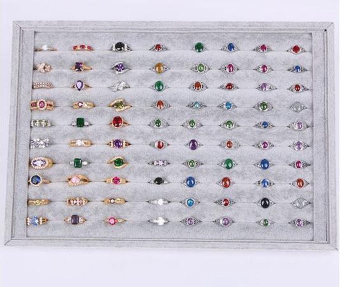 Display Ringen Fluweel Grijs voor ringen