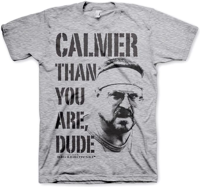 The Big Lebowski Heren Tshirt -XL- Calmer Than You Are, Dude Grijs