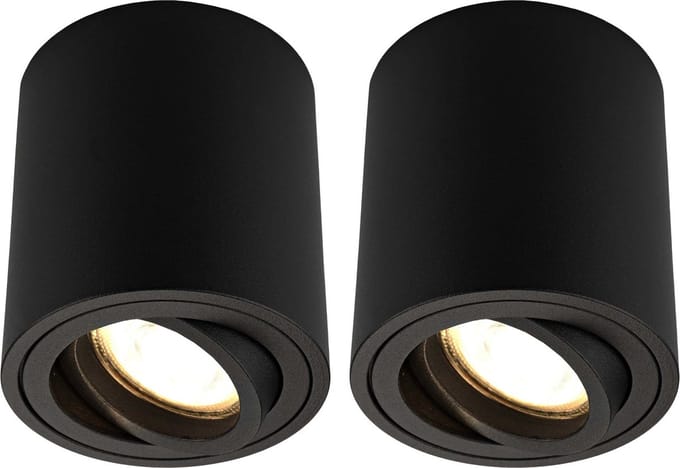 Ledvion - 2X LED Opbouwspots - Dimbaar - 5W - 2700K - Zwart