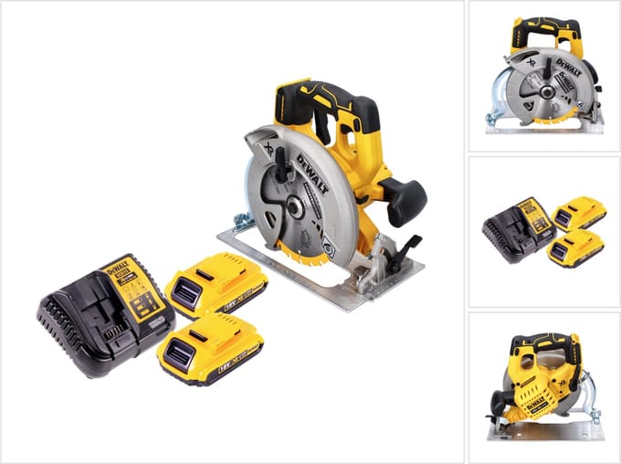 DeWalt DCS 570 D2 accu-handcirkelzaag 18 V 184 mm borstelloos + 2x accu 2,0 Ah + oplader