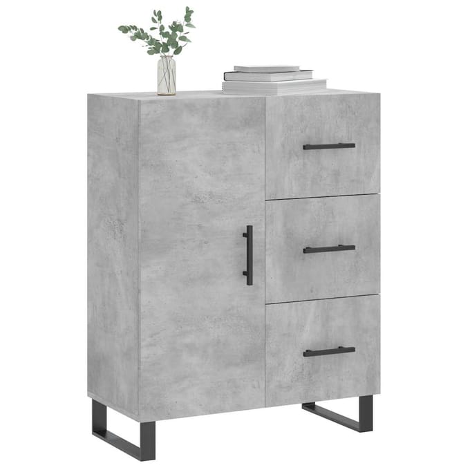 vidaXL - Dressoir - 69,5x34x90 - cm - bewerkt - hout - betongrijs