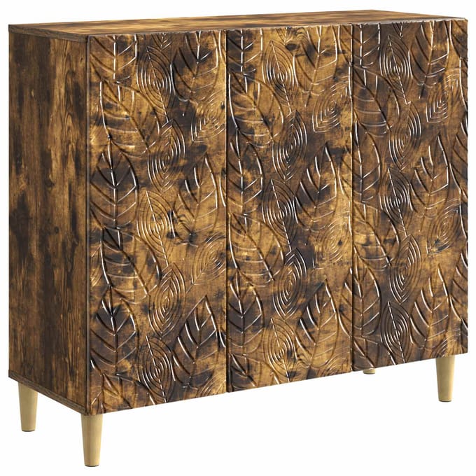 vidaXL - Dressoir - Gerookt - eiken - 89 - x - 34,5 - x - 80 - cm - Bewerkt - hout
