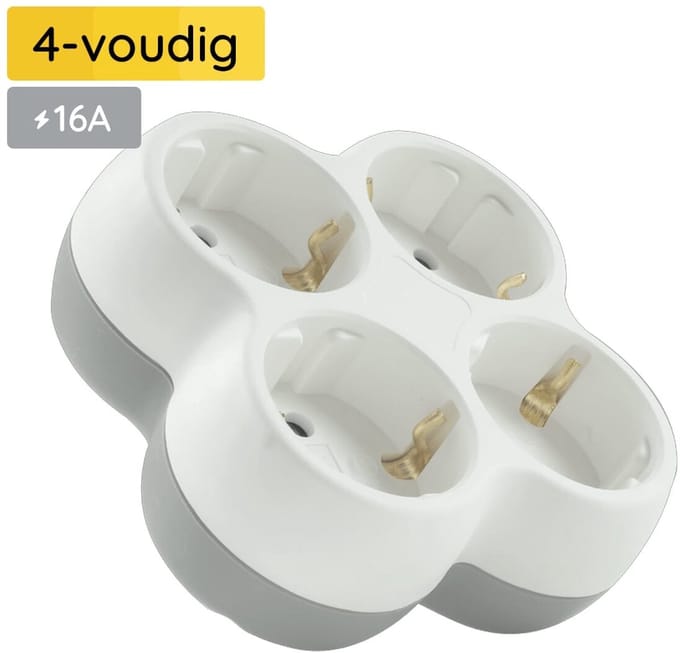 Technik Verdeelstekker - 4-Voudig - Doorvoerstekker - Stopcontact Splitter - Wit