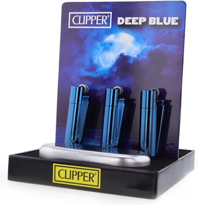 Clipper - Metal Vuursteen aansteker - Deep Blue + Giftbox