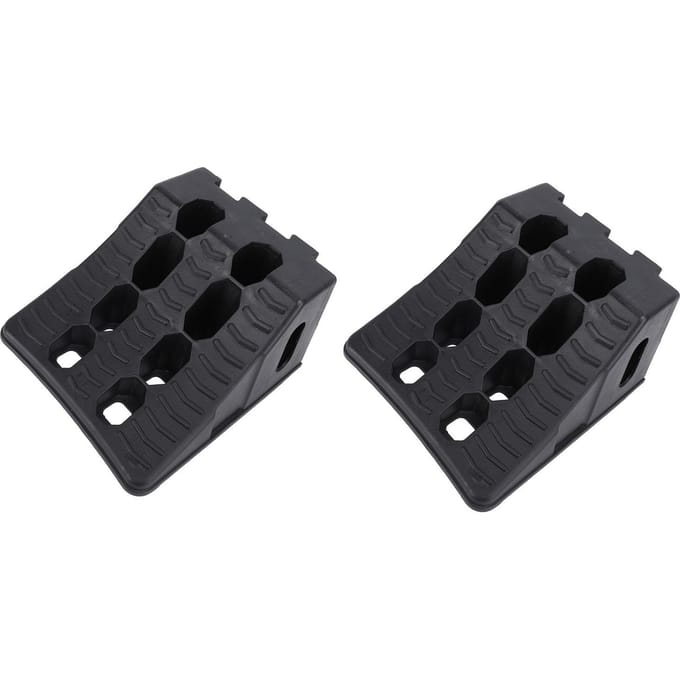 2 STUKS Wielkeg Zwaar Uitvoering Antislip Weerbestendig Hoge Stabiliteit Wielwig voor Reiswagen Camper black