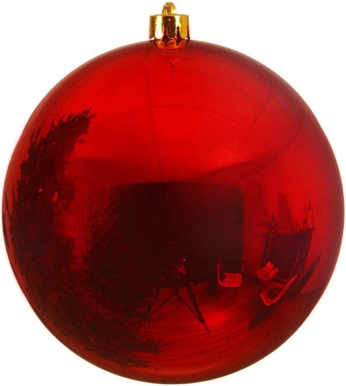Decoris Kerstbal - 2x - rood - groot - 20 cm - kunststof - glans - kerstversiering