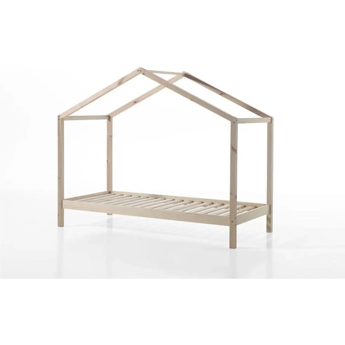 Vipack Kinderbed Dallas 90x200cm - Bed als Huis - Bedframe met Dak - Peuterbed - Kajuitbed - Ledikant - Wit
