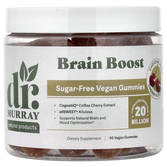Dr. Murray's Brain Boost Gummies, Kers, Vegan, 90 Gummies