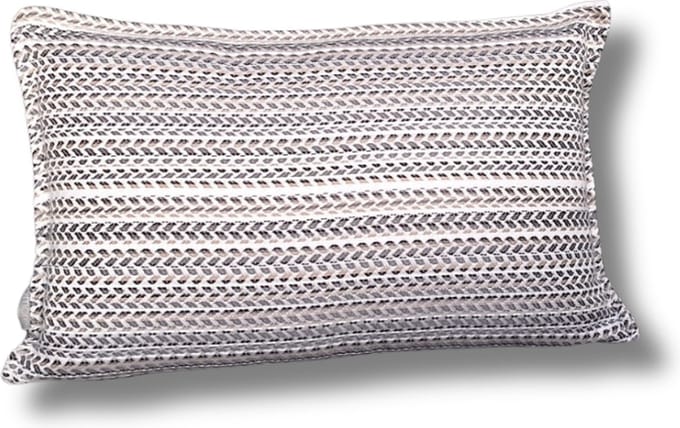 Luxe buitenkussen Natural/black Lines - Colmore - zwart-wit - 55x35