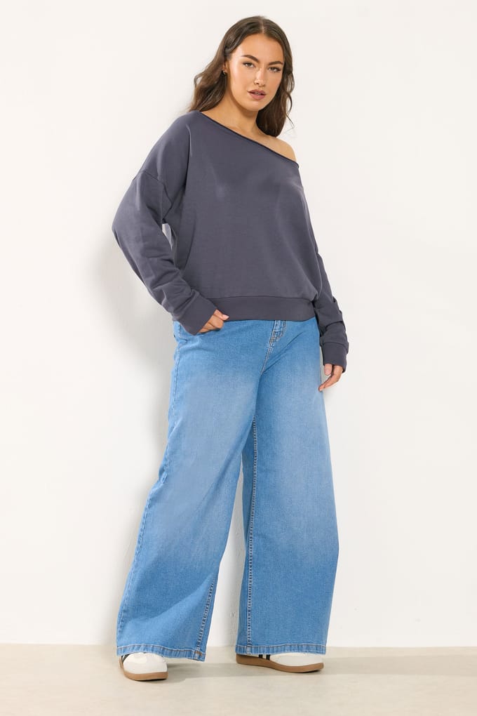 Yours Grijs Offshoulder Sweatshirt Size 50-52