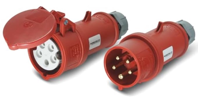 CEE-stekker en koppeling set 400V/16A 5p IP44 met fasespatel