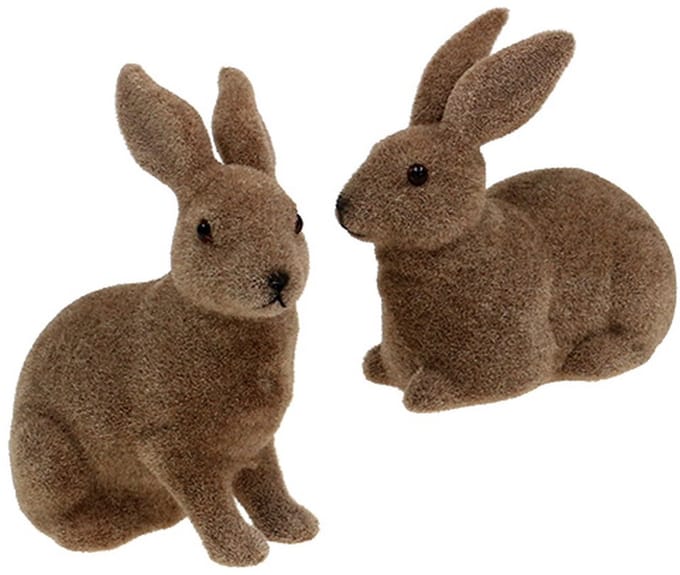 Konijn gevlokt bruin 11cm, 13,5cm 6 st, 6 Stück