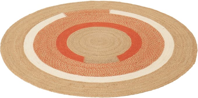 J-Line vloerkleed Rond Geometrisch - jute - naturel/donkeroranje - medium