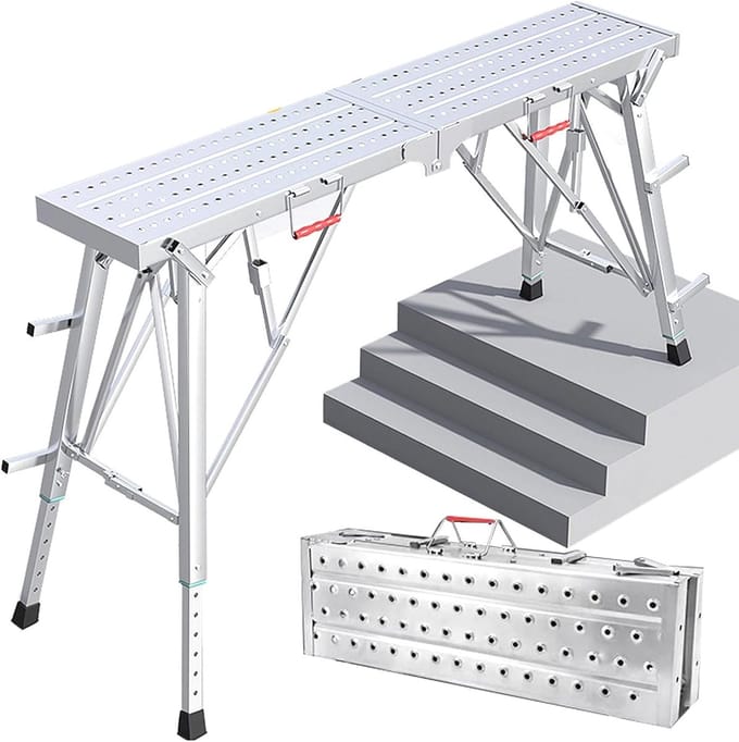 Opvouwbaar Werkplatform - Steiger Kruk - Schilderen Klussen - In Hoogte Verstelbaar - Max 160cm Hoog