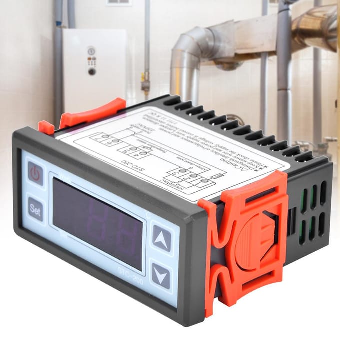 STC?Thermostat numérique à micro-ordinateur 200, contrôleur de température avec réfrigération et chauffage gray