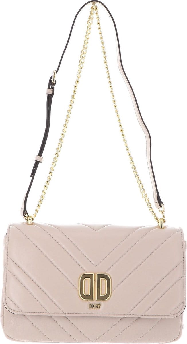 DKNY Leren Schoudertas Avondtas Delphine Crossbody Bag Eggshell Crème