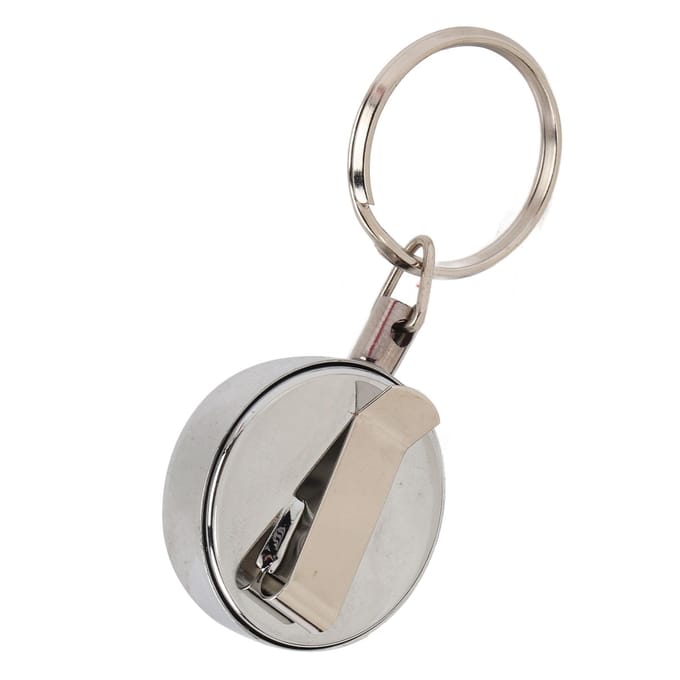 Porte-clés rétractable en fil d'acier haute résilience, anti-perte, clip de ceinture white