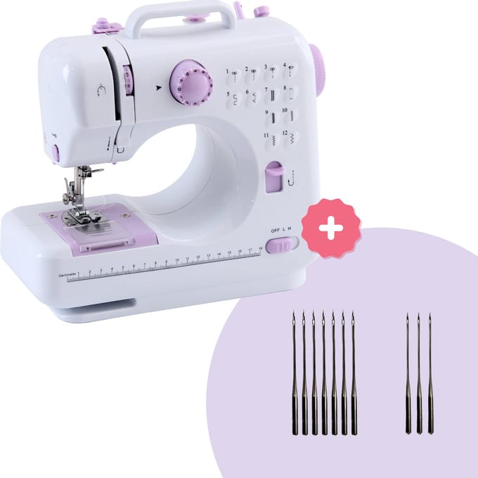 Crafts&Co Naaimachine Kinderen - Combideal met Naaldenset - Hobby & Creatief - Kindernaaimachine - Wit