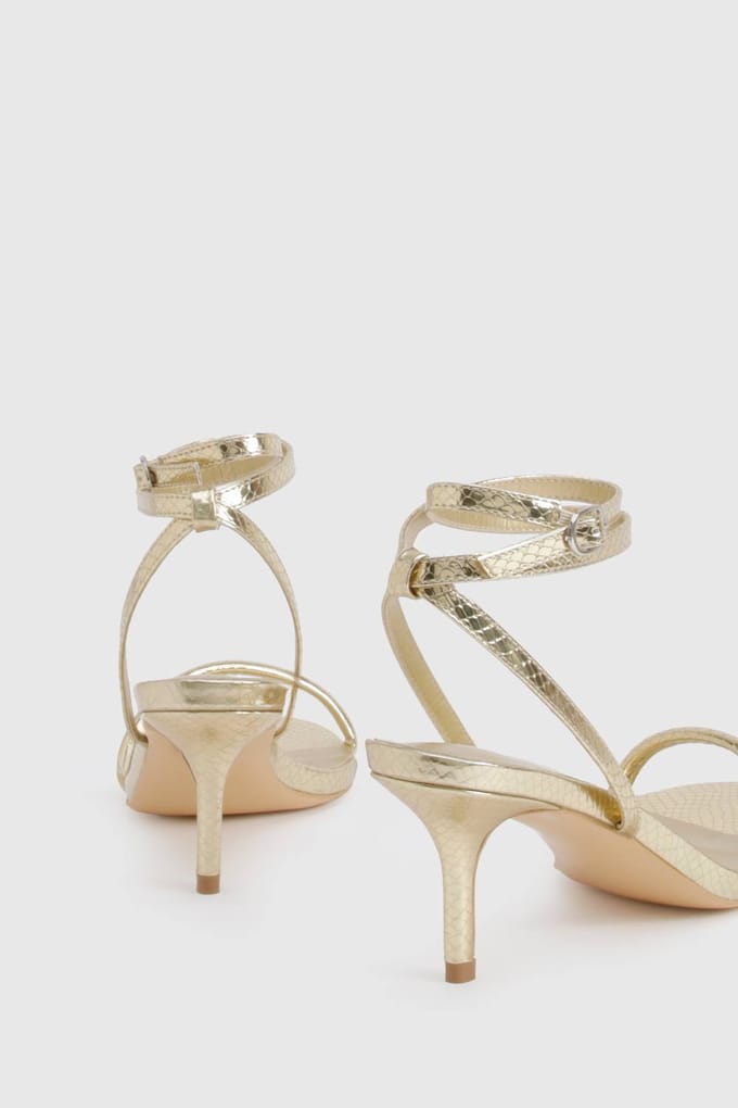 boohoo Dames Metallic Basic Low 2 Part Heels | Goud | Maat: 37
