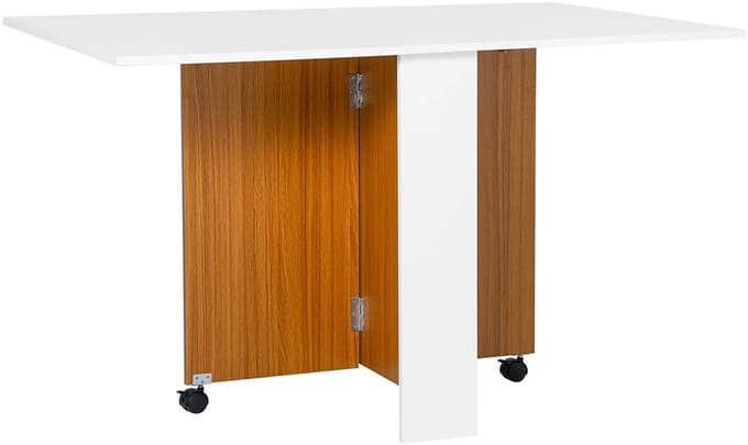 Sweiko Eettafel - Opvouwbaar - Draagbaar - 120×80×73 cm - Teak + Wit