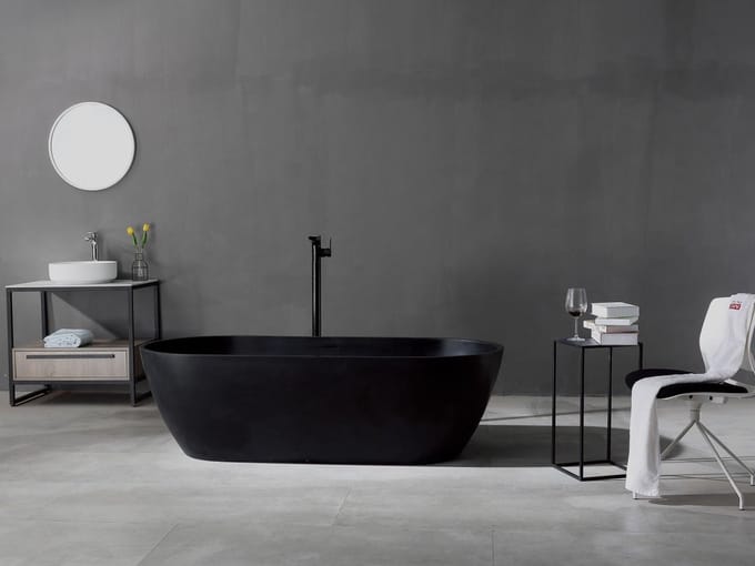 Mawialux vrijstaand bad - Solid surface - 180x80 cm - Mat zwart - Kody