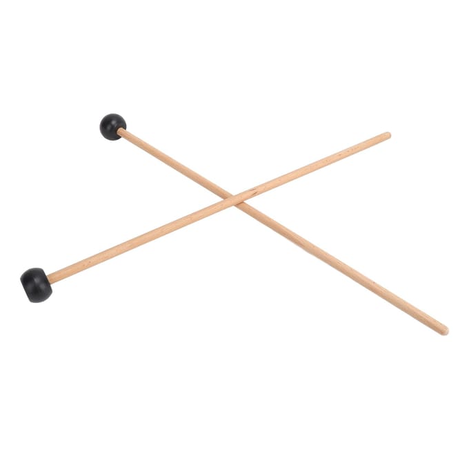 2PCS Glockenspiel Mallet Rubber en Massief Hout 16,5 Inch Lange Tong Drum Mallet beige