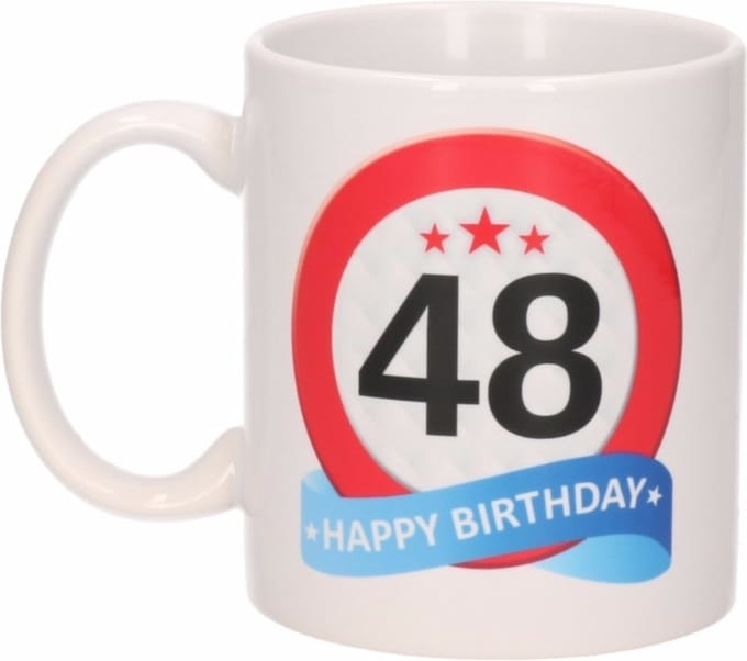 Verjaardag 48 jaar verkeersbord mok / beker