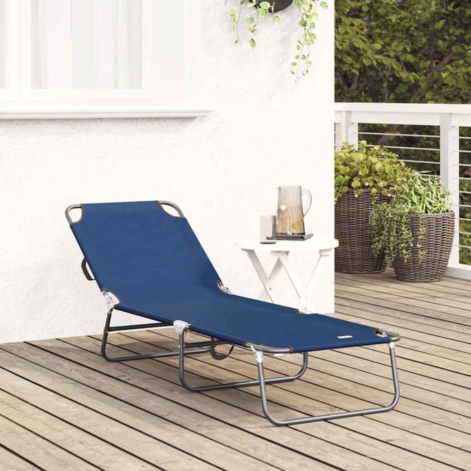 vidaXL - Opvouwbare - zonnebed - Blauw - 188 - x - 57 - x - 86,5 - cm - Polyester