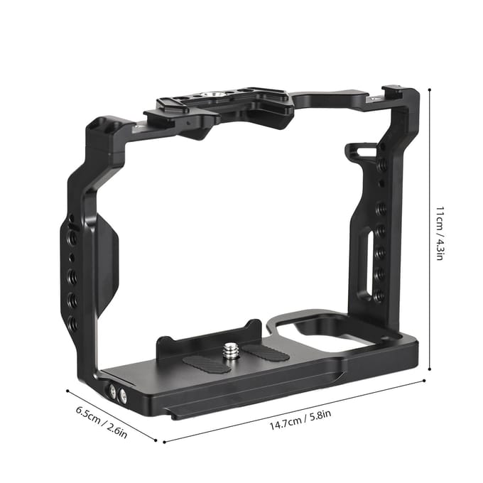 Andoer Camera Kooi Aluminium Legering Camera Video Kooi met Dubbele Koude Schoen Mount Talrijke 1/4 Inch zwart