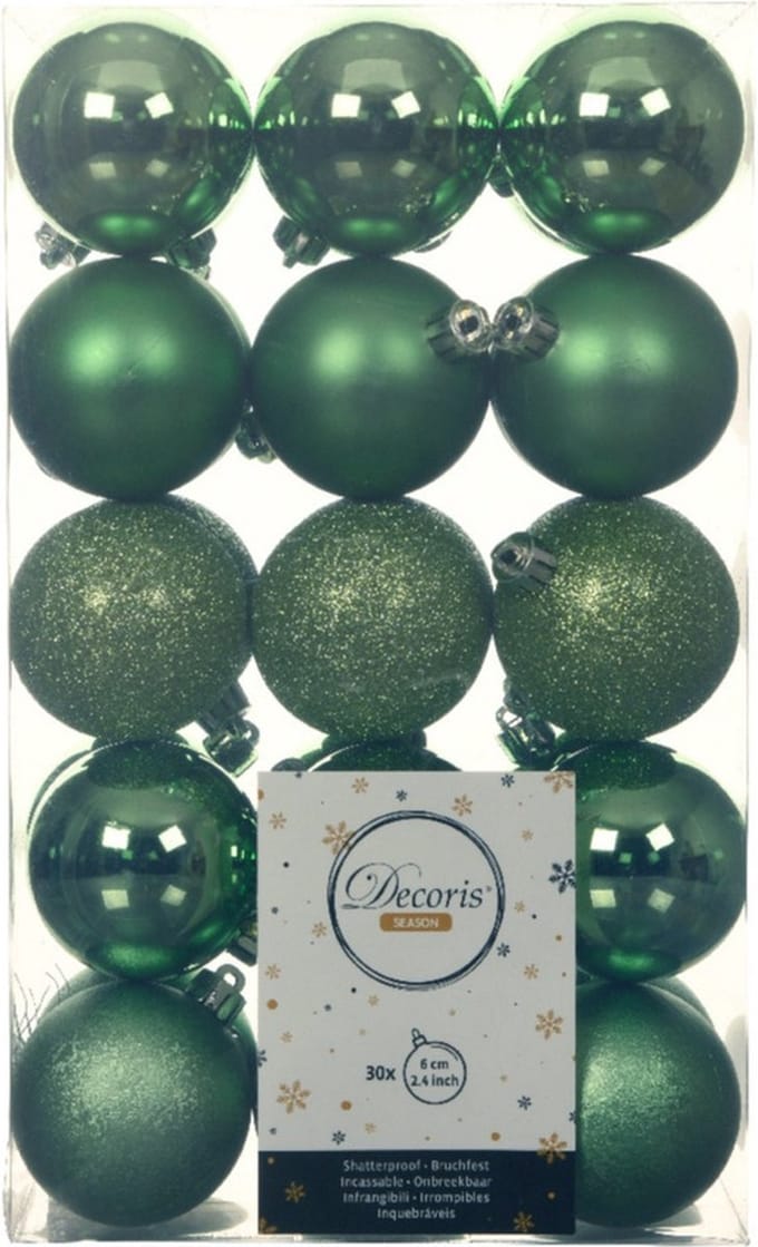 Decoris kerstballen - 30x st - groen - D6 cm - kunststof - kerstversiering