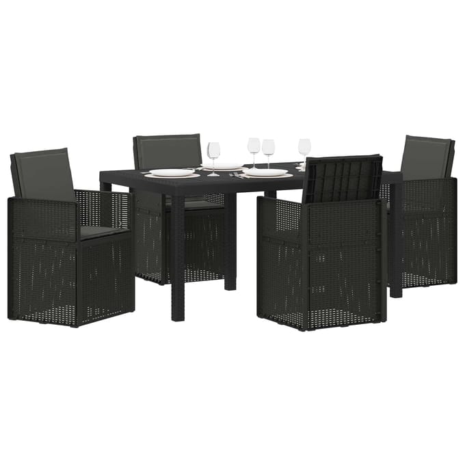 vidaXL - Tuin - Eettafel - Set - 5 - st - Antracietkleurig - PP