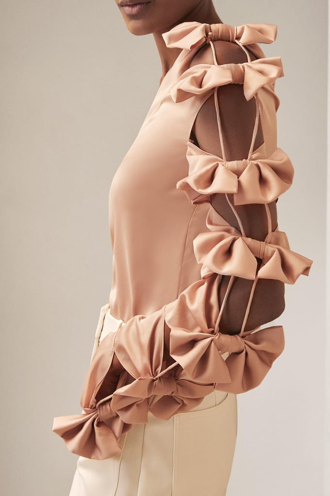 Reiss Bow Sleeve Top Pale Pink Größe: 6 | Blusen Outlet | Damen | Rosa