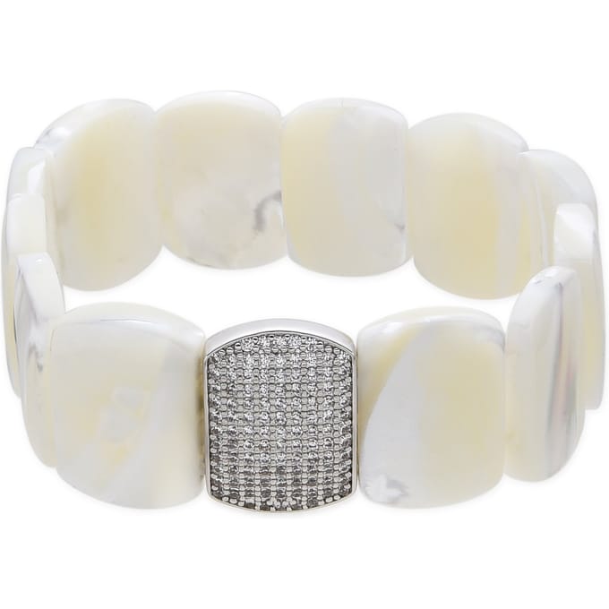 Luxenter Armband met zilveren afwerking en wit parelmoer - Nawar