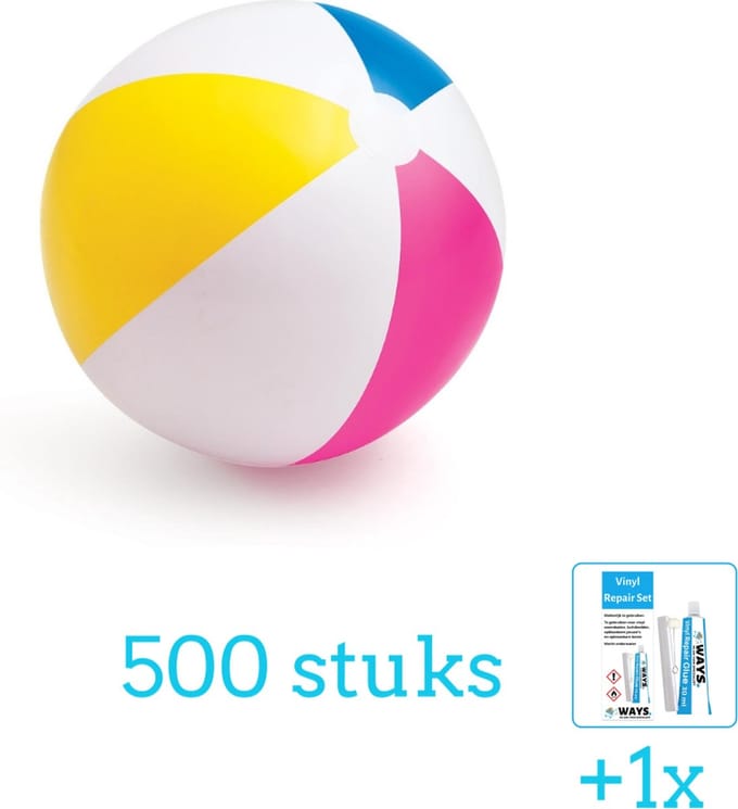 Intex Opblaasbare Strandbal Glossy - Medium - 61 cm - 59030NP - Diameter 61 cm - Volumebundel - Strandbal - 500-delig