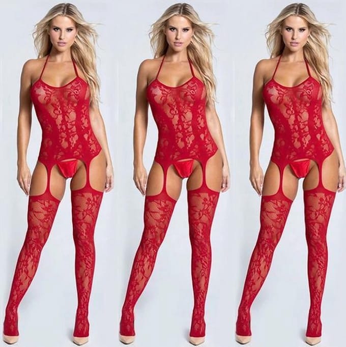 Rode Bodystocking - Abriana Red