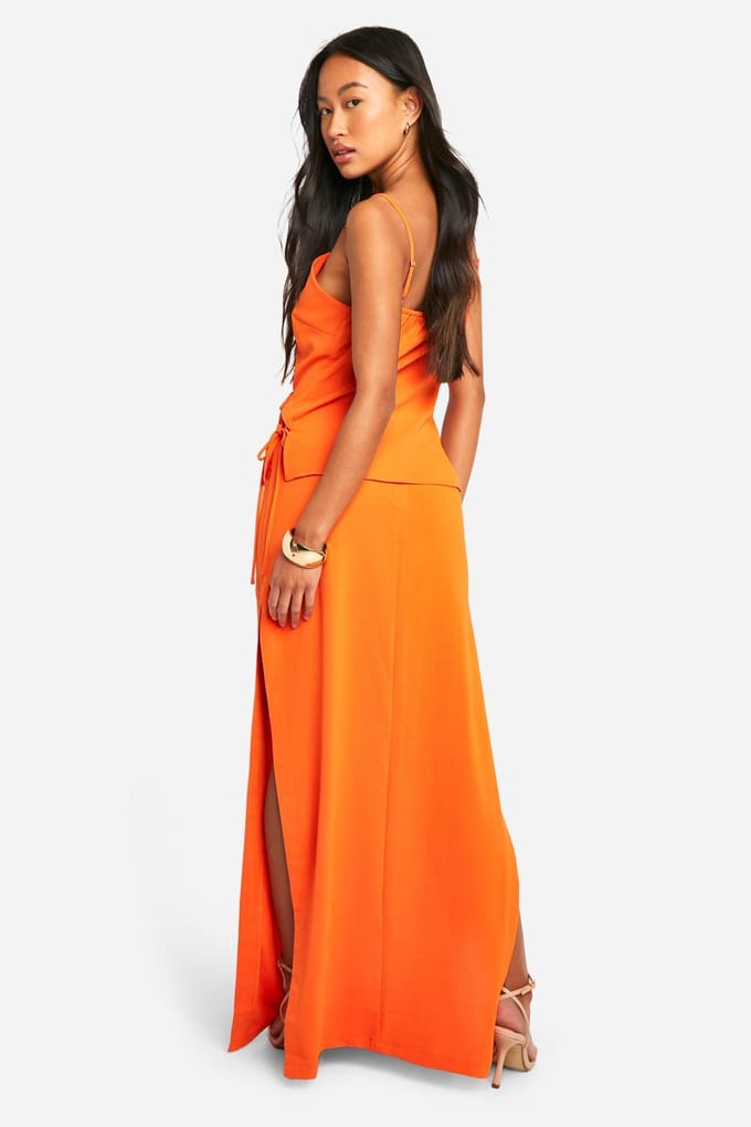 boohoo Dames Side Split Maxi Skirt | Oranje | Maat: 34