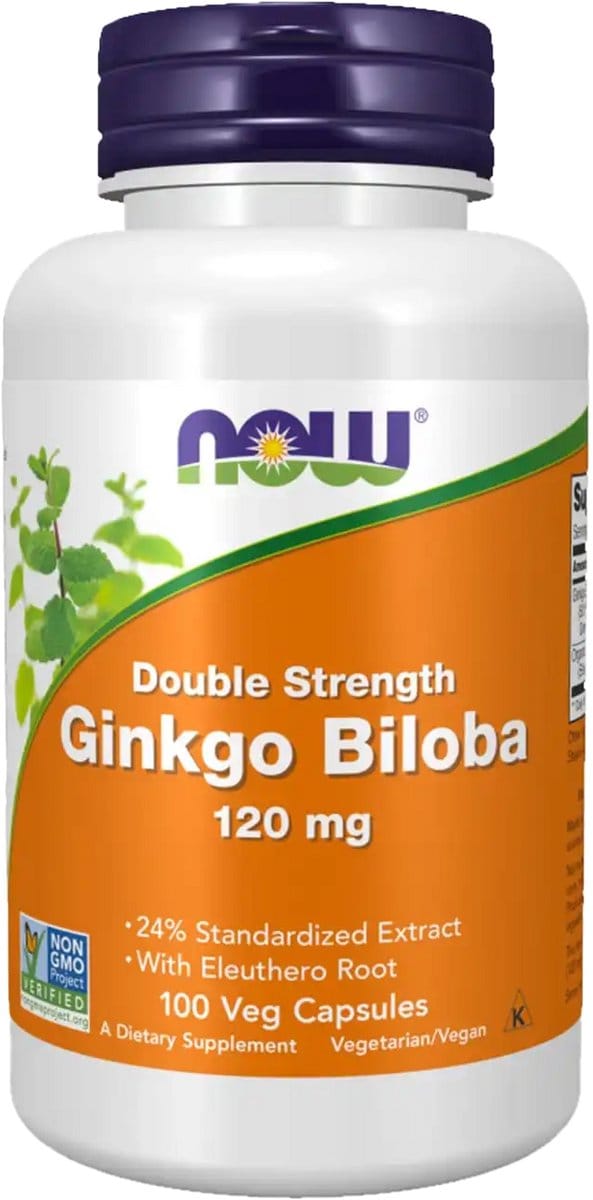 Nu voedsel, Ginkgo Biloba, dubbele sterkte, 120 mg. 100 Veg Capsules