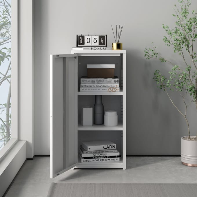 Metalen kast Burlöv 88x40x35 cm wit [en.casa]