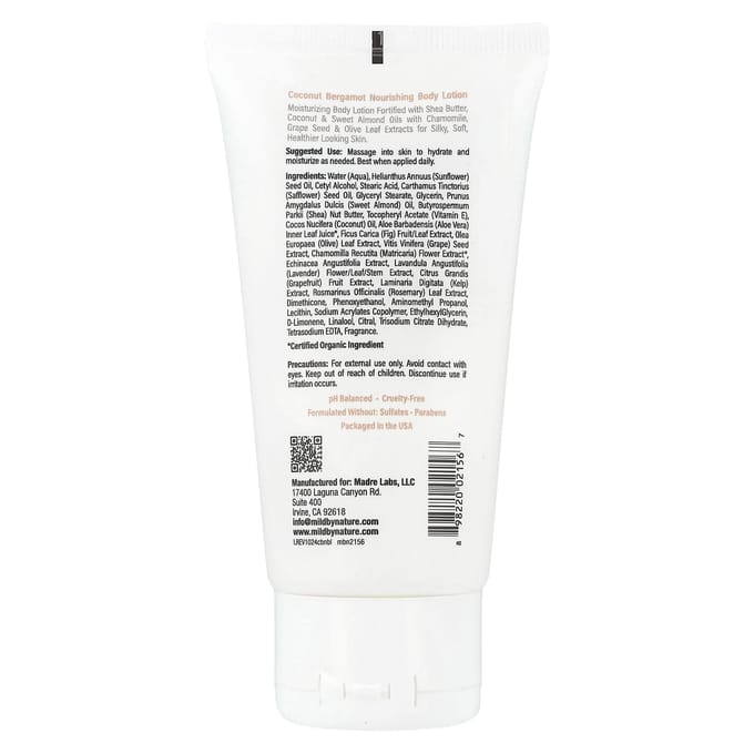Voedende Bodylotion, Kokos Bergamot, 74 ml (2.5 fl oz) white