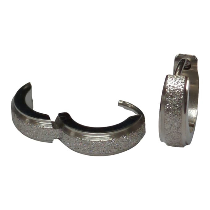 Rvs sieraden - Stalen oorringen 14mm - Matte huggie oorbellen