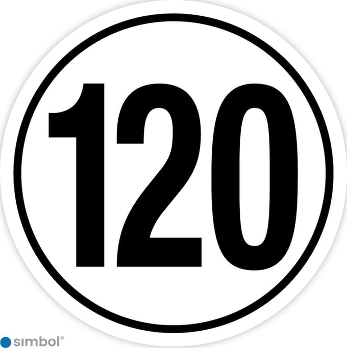 Simbol - Stickers Tempo 120 km - Tempostickers Maximaal 120 km - Duurzame Kwaliteit - Formaat ø 5 cm.