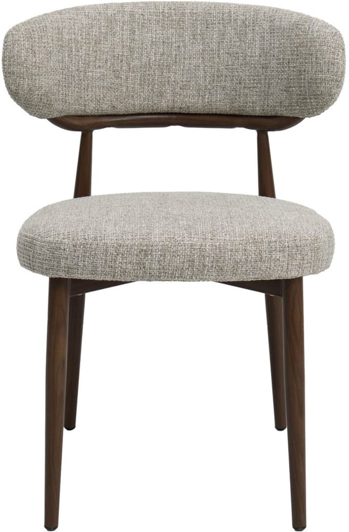 DÉJA Living Eetkamerstoel Milan - Beige/Walnoot Stof - Set van 2