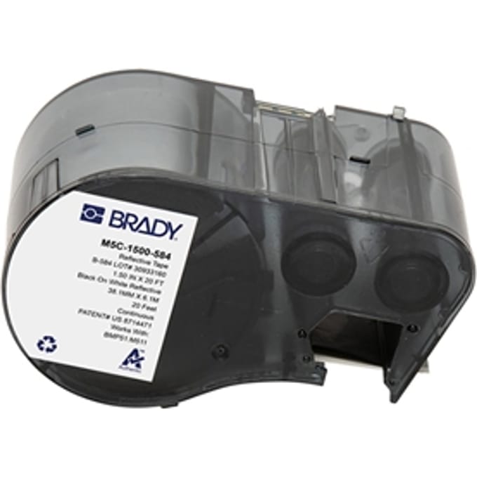 Brady M5C-1500-584 plastic labels zwart op wit | 38,1 mm x 6,1 m (origineel)