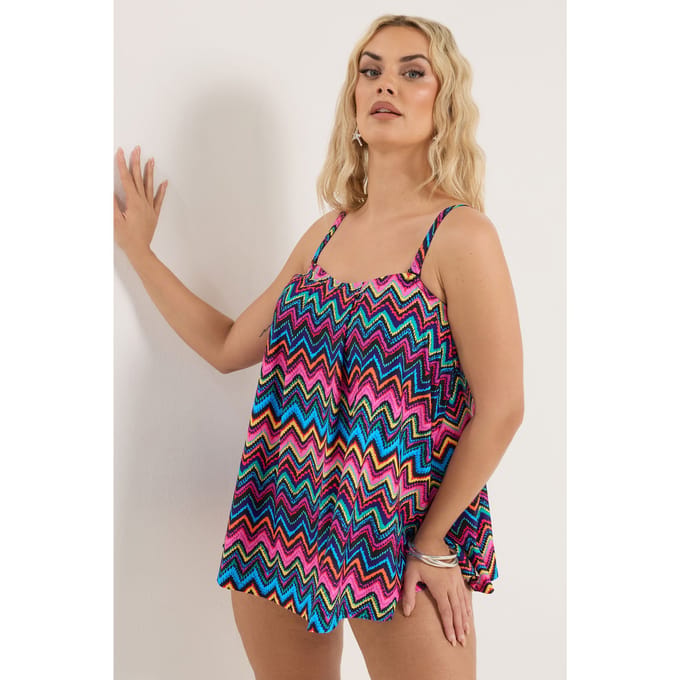 Yours Zwarte Tankinitop Met Chevronprint Size 46