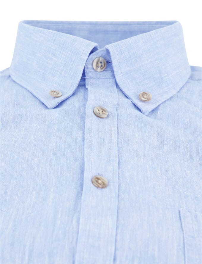 Ledûb Overhemd Button-Down Linnen Cotton Licht Blauw / male